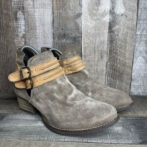 Womens Rebels Anthropologie Calista Leather Double Buckle Ankle Boots Size 8.5 M